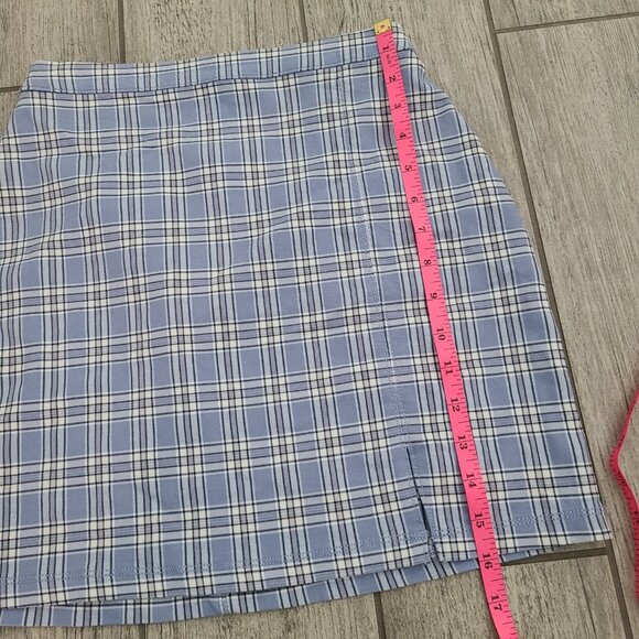 Hollister Ultra High-Rise Plaid Mini Skirt Blue White Size Women's XS - Picture 4 of 11